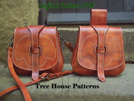 Medieval crossbody bag leather pattern PDF - belt bag digital template