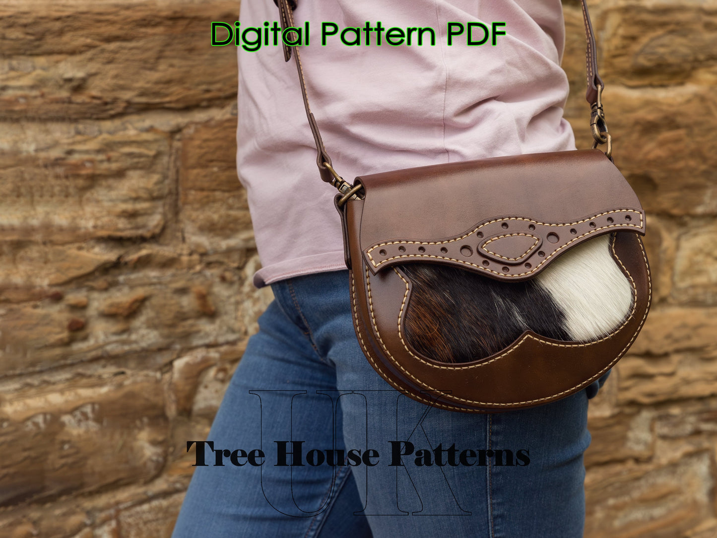 Crossbody bag leather pattern PDF - shoulder bag digital template