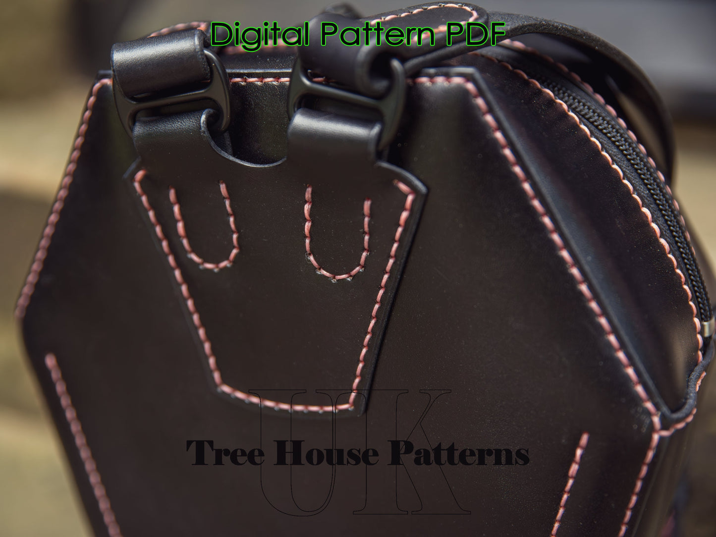 Coffin backpack leather pattern PDF -  gothic backpack digital template