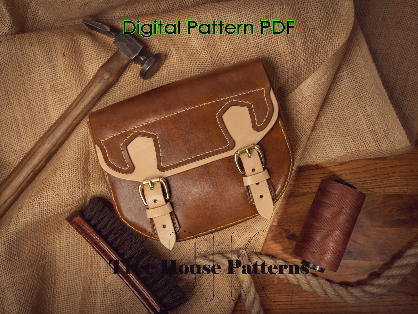 Belt bag leather pattern - satchel bag digital template