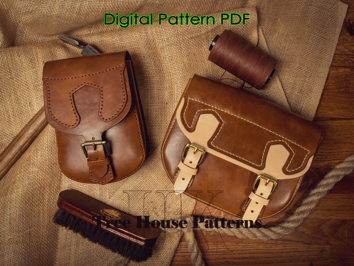 Belt bag leather pattern - satchel bag digital template