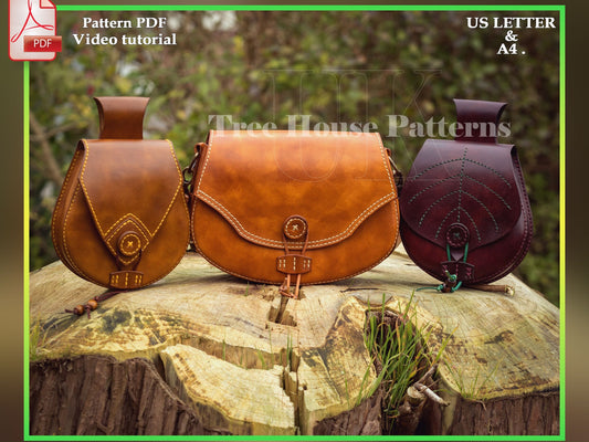 Medieval belt bag and saddle bag leather pattern PDF