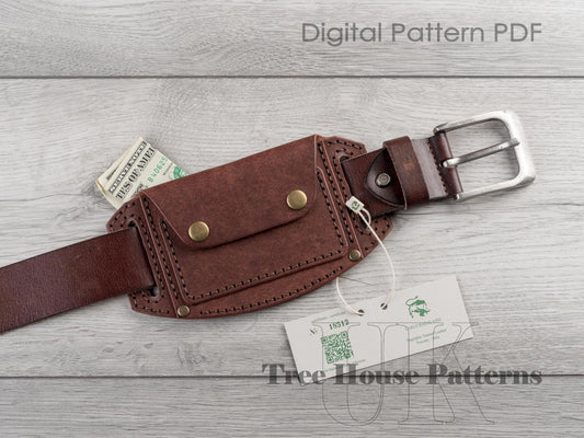 Belt wallet leather pattern PDF - card holder digital template