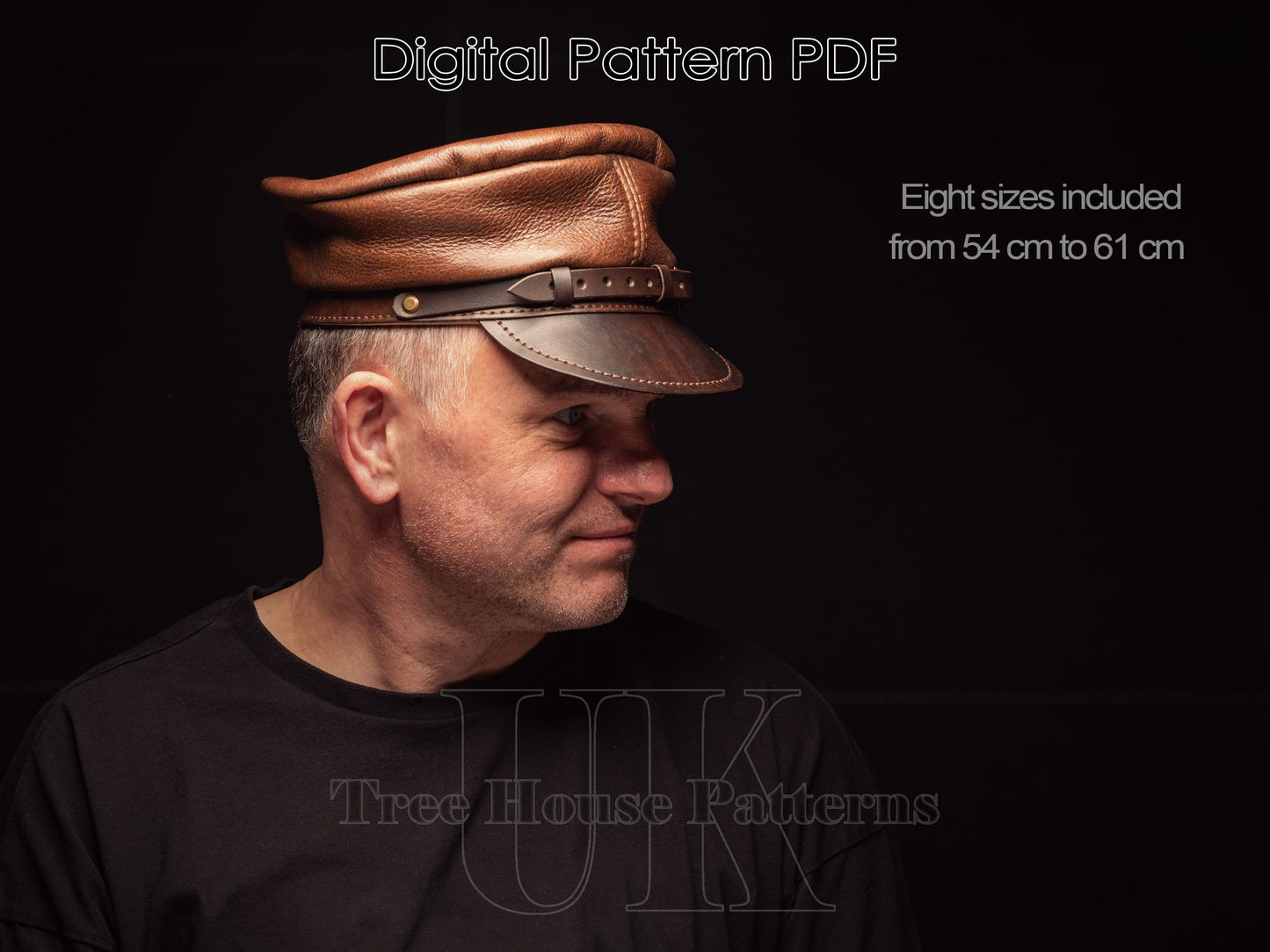 Skipper cap leather pattern PDF - digital template for leather hat