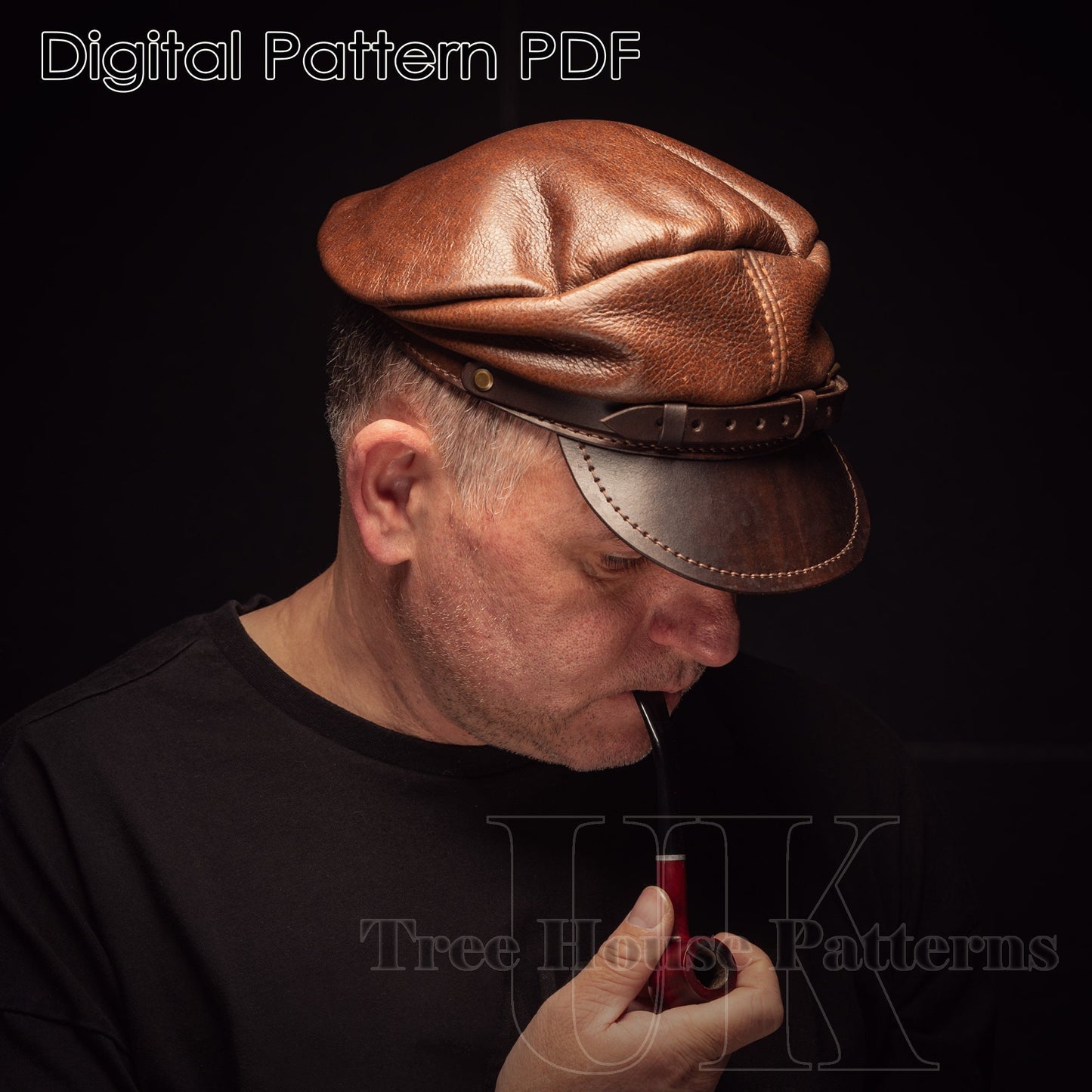 Skipper cap leather pattern PDF - digital template for leather hat