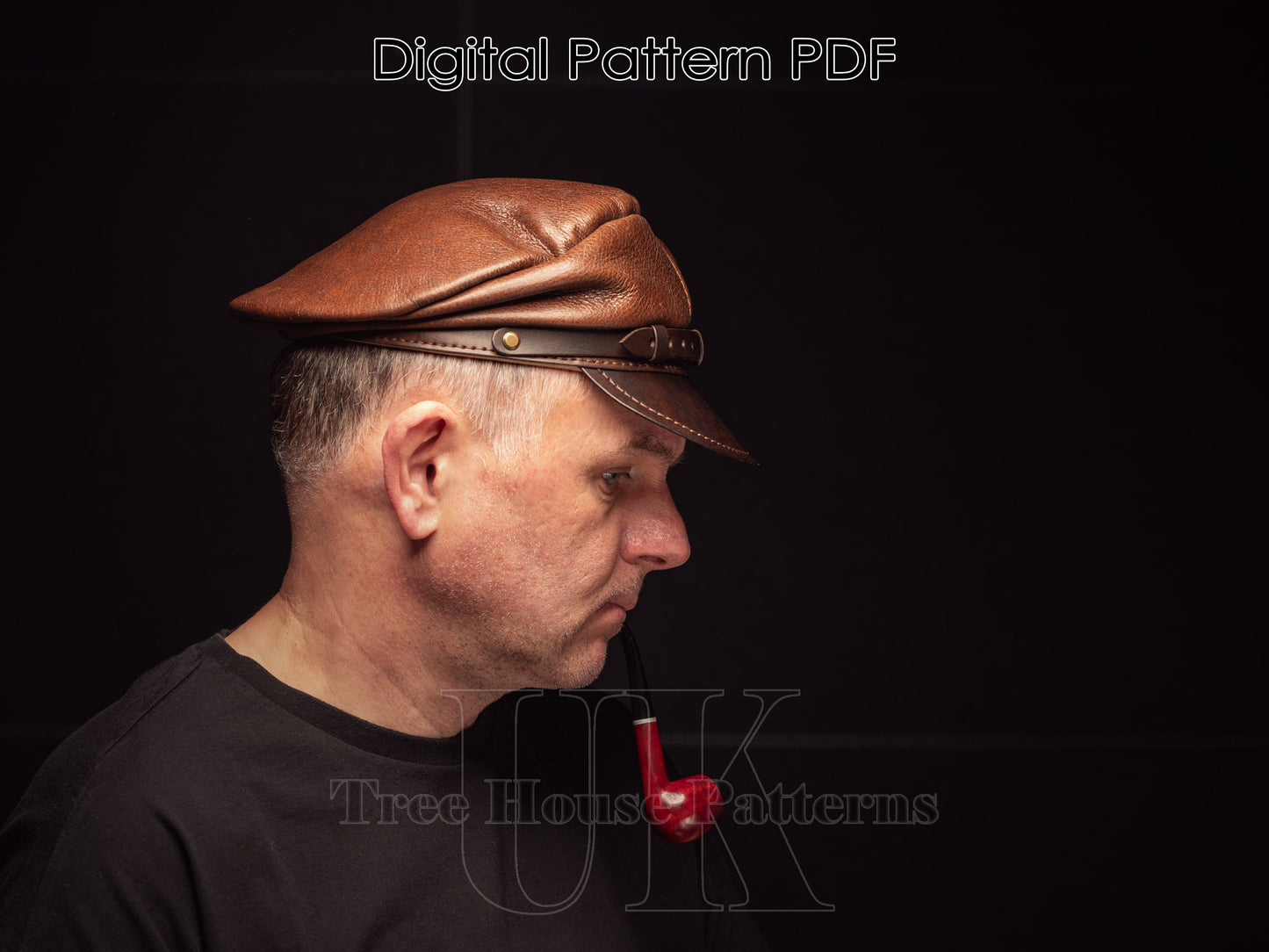 Skipper cap leather pattern PDF - digital template for leather hat