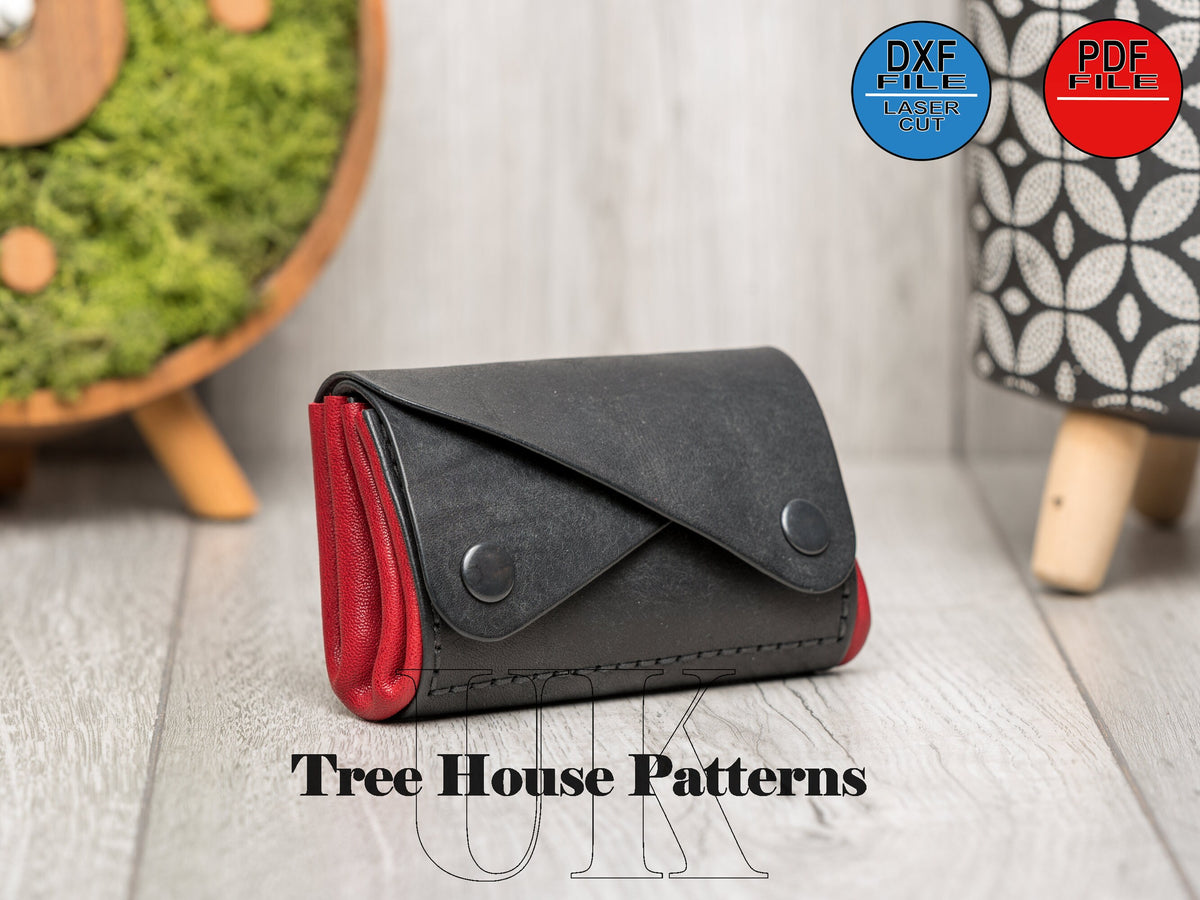 Minimalist Wallet Pattern PDF & DXF, Leather Card Holder Coin Purse Template