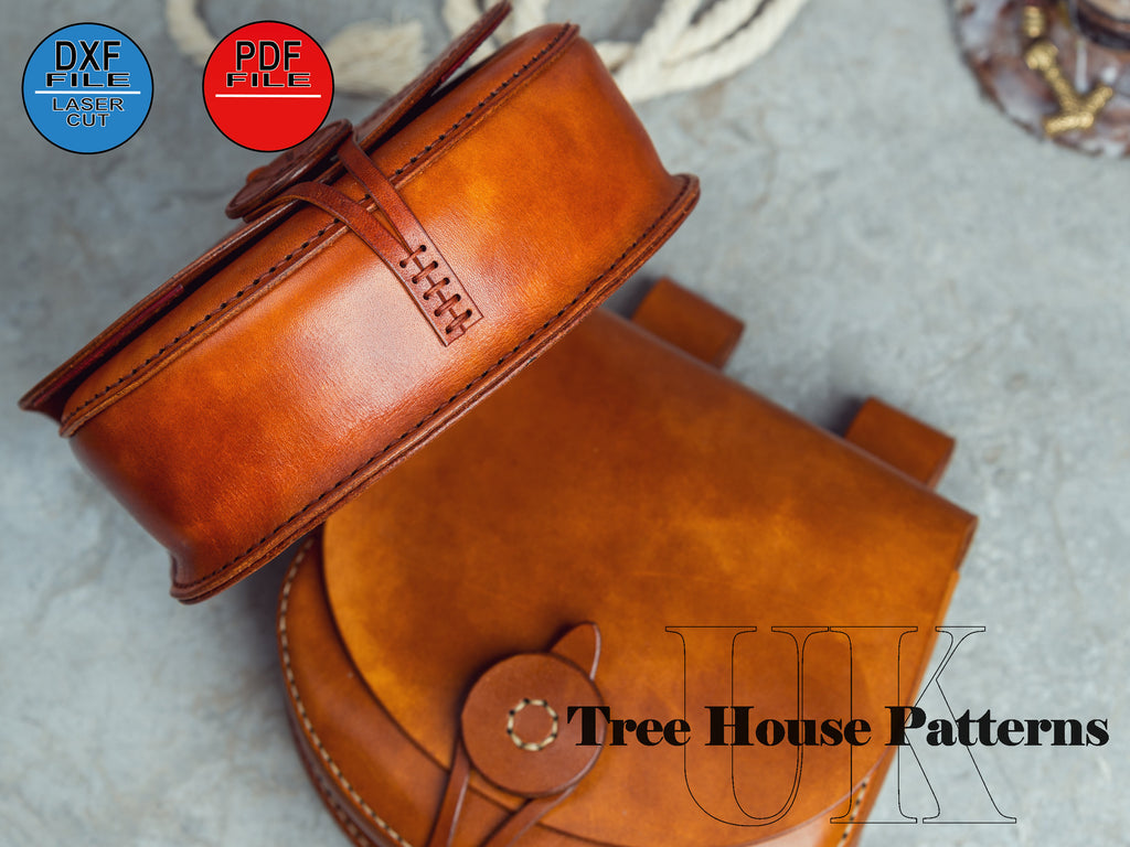 Leather Viking Belt Bag Pattern: Medieval Hip Bag PDF, DXF
