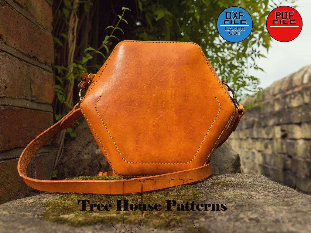 Crossbody Bag Pattern PDF, Shoulder Bag Template DXF, Bee Design