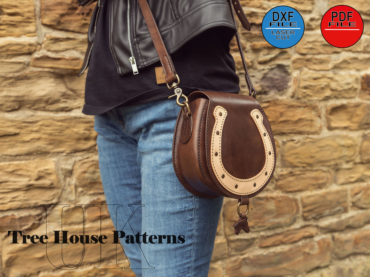 Leather pattern PDF, DXF for shoulder bag with horseshoe motive
