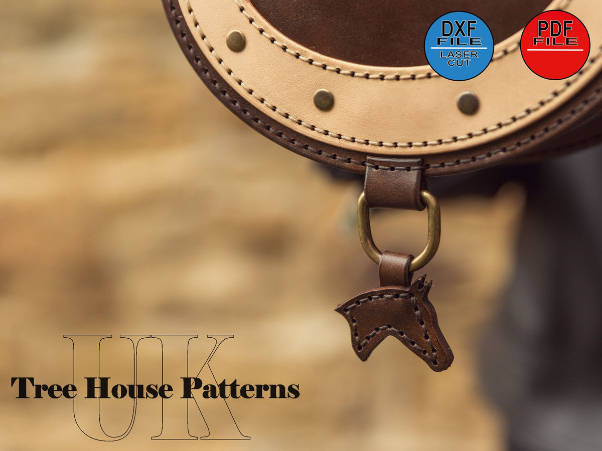 Leather pattern PDF, DXF for shoulder bag with horseshoe motive