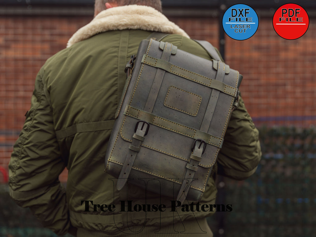 Leather Messenger Bag Pattern PDF DXF SVG, Military Style Leather Bag Template, DIY Leather Bag