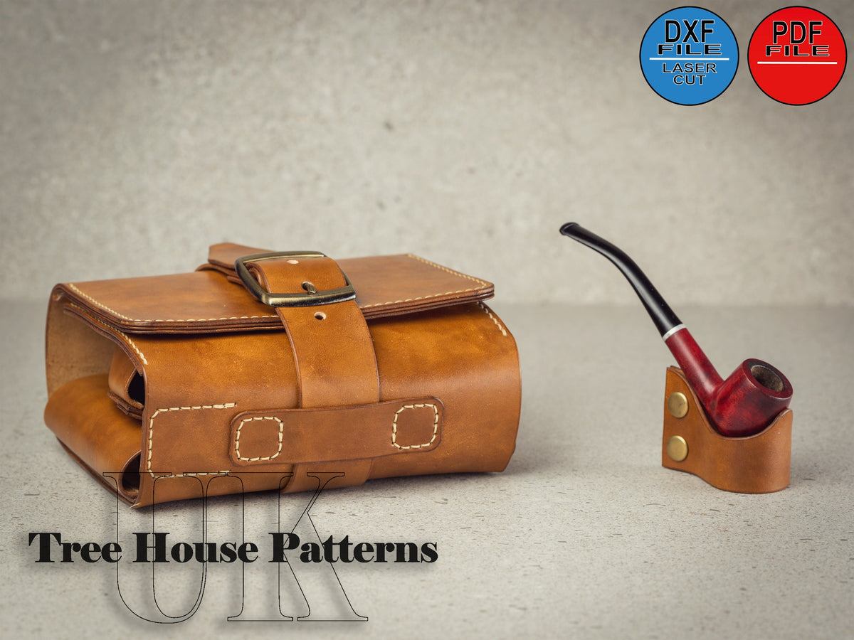 Pipe Pouch Pattern PDF & DXF – Leather Tobacco Case Template
