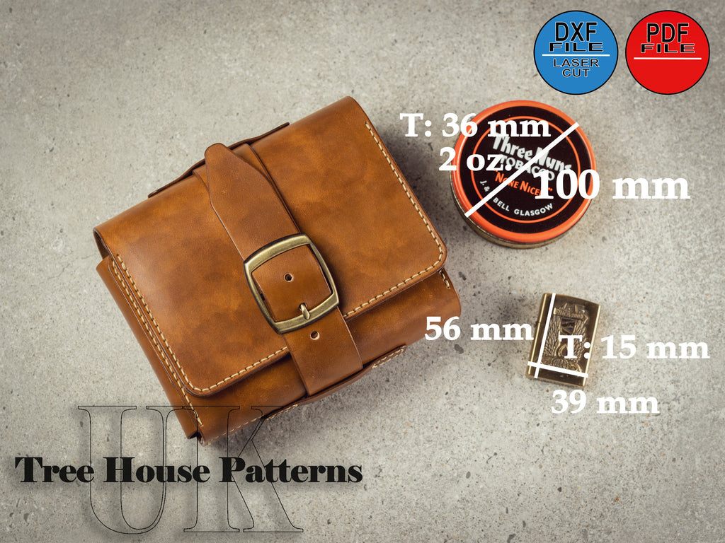 Pipe Pouch Pattern PDF & DXF – Leather Tobacco Case Template