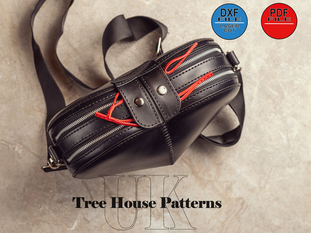 Leather pattern PDF, DXF for heart shoulder bag and backpack
