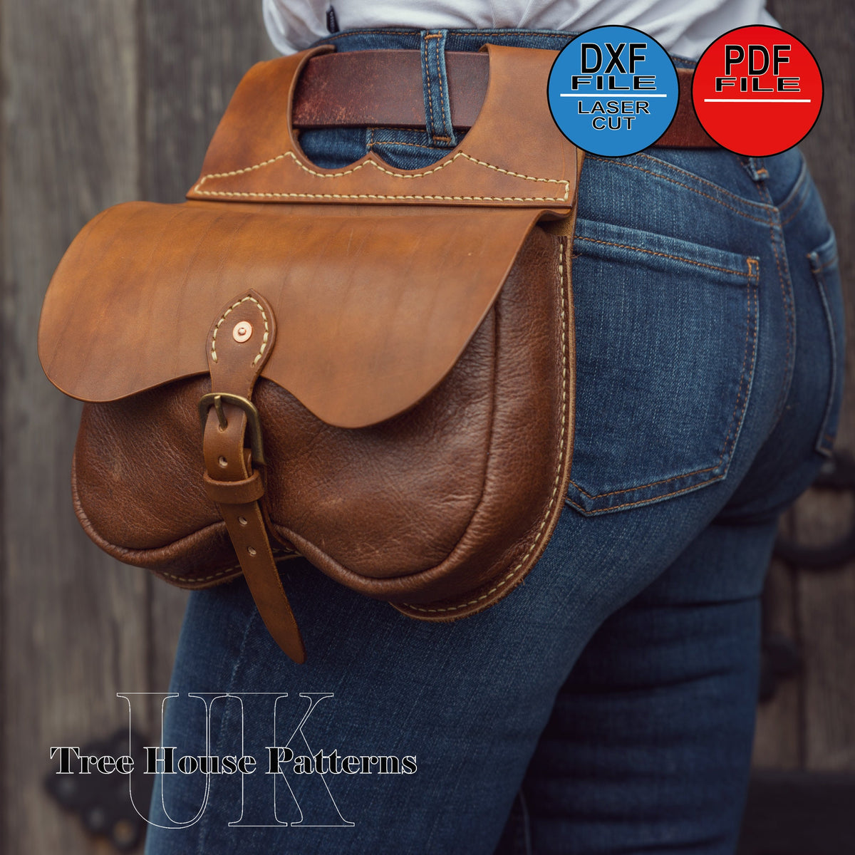 Leather Pouch Pattern PDF DXF, Belt Bag Template, Medieval Waist Bag DIY