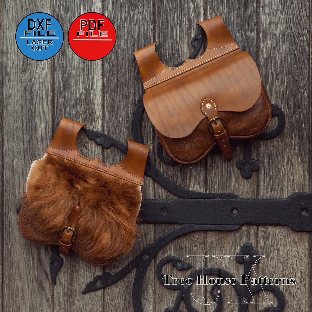 Leather Pouch Pattern PDF DXF, Belt Bag Template, Medieval Waist Bag DIY