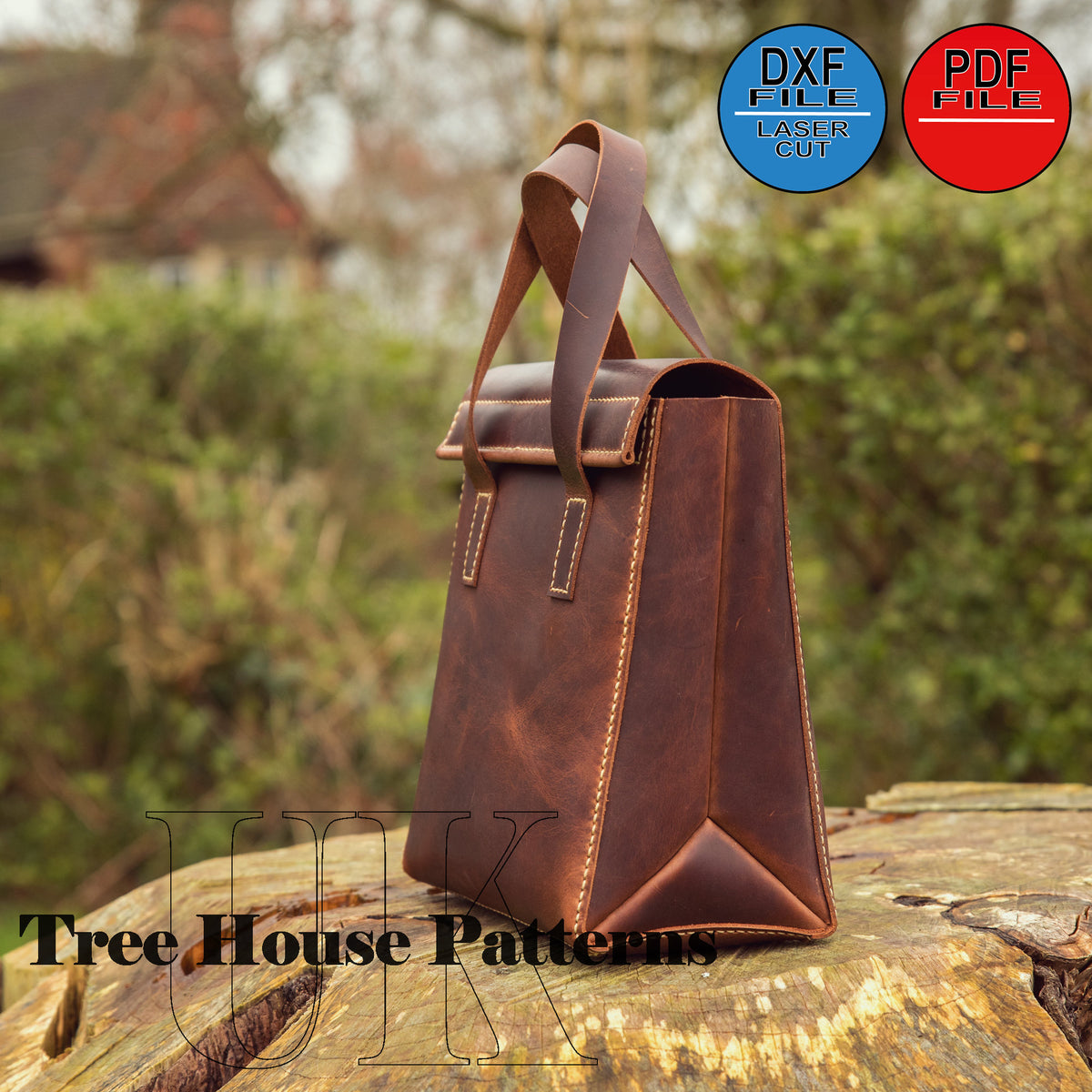 Leather pattern PDF, DXF for "Paper" handbag, digital template