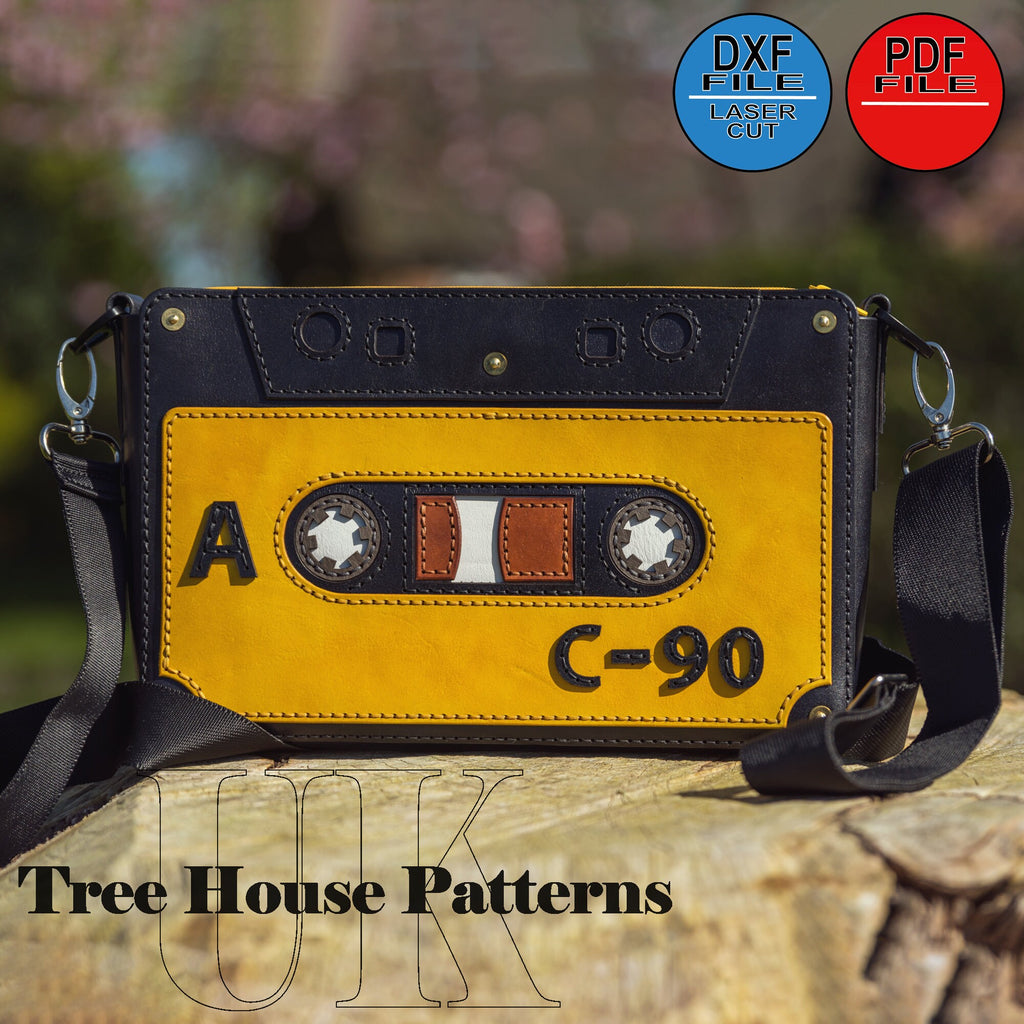 Leather pattern PDF, DXF for "Cassette" tape" shoulder bag