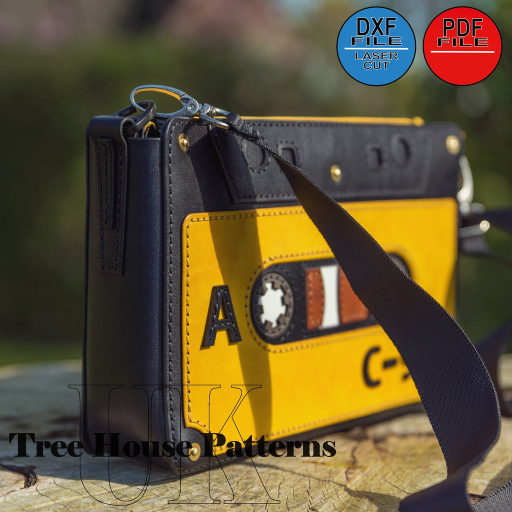 Leather pattern PDF, DXF for "Cassette" tape" shoulder bag
