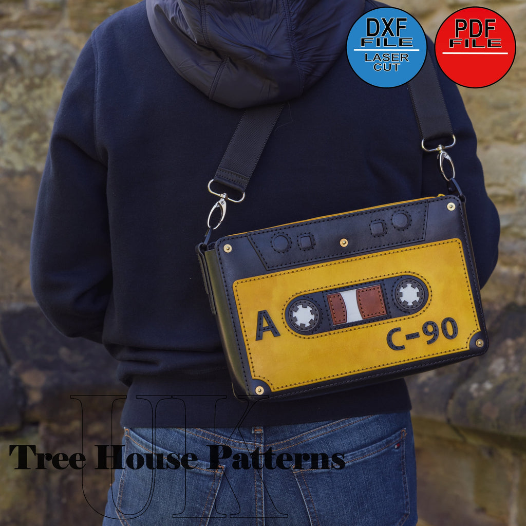Leather pattern PDF, DXF for "Cassette" tape" shoulder bag
