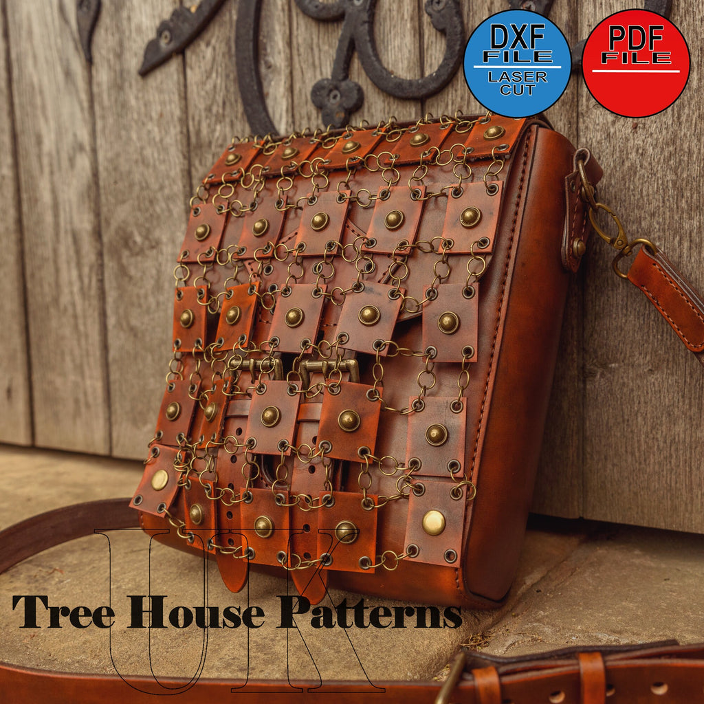 Leather pattern PDF, DXF for medieval style men's shoulder bag