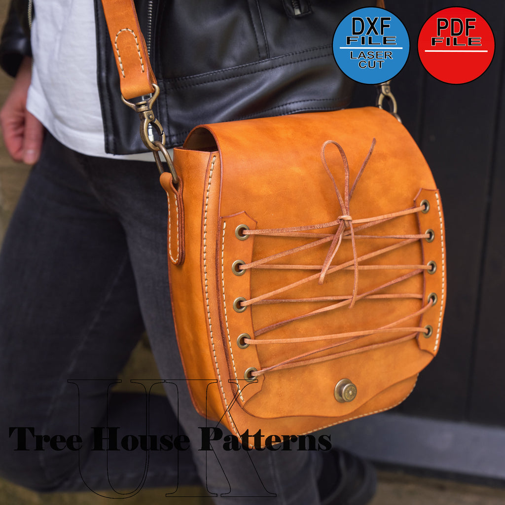 Leather pattern PDF, DXF for goth style shoulder bag, spider bag