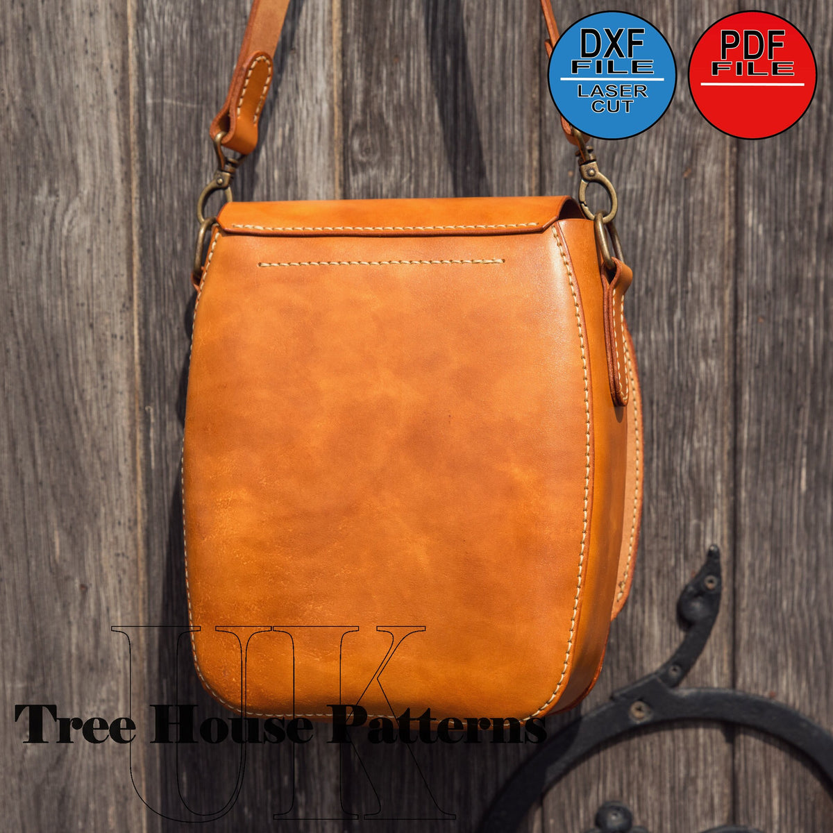 Leather pattern PDF, DXF for goth style shoulder bag, spider bag
