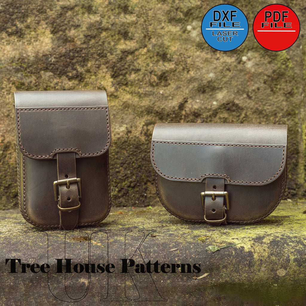 Leather pattern PDF, DXF for military style belt bag, waist bag template