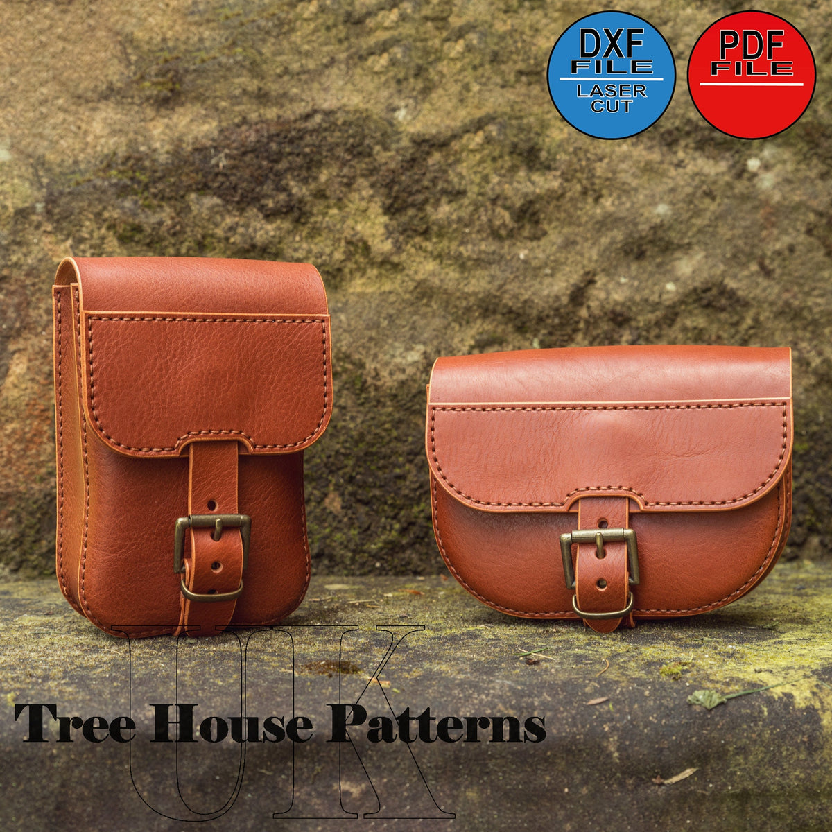 Leather pattern PDF, DXF for military style belt bag, waist bag template