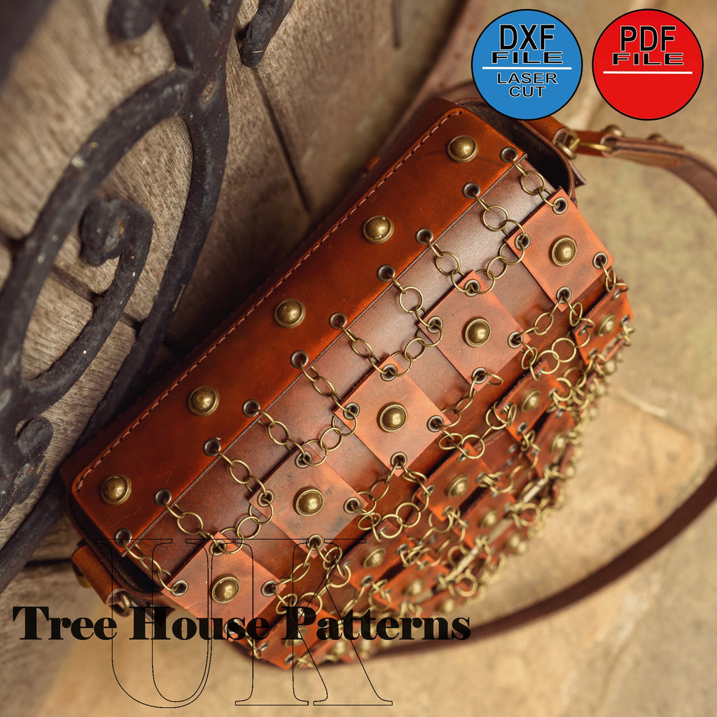 Leather pattern PDF, DXF for medieval style men's shoulder bag