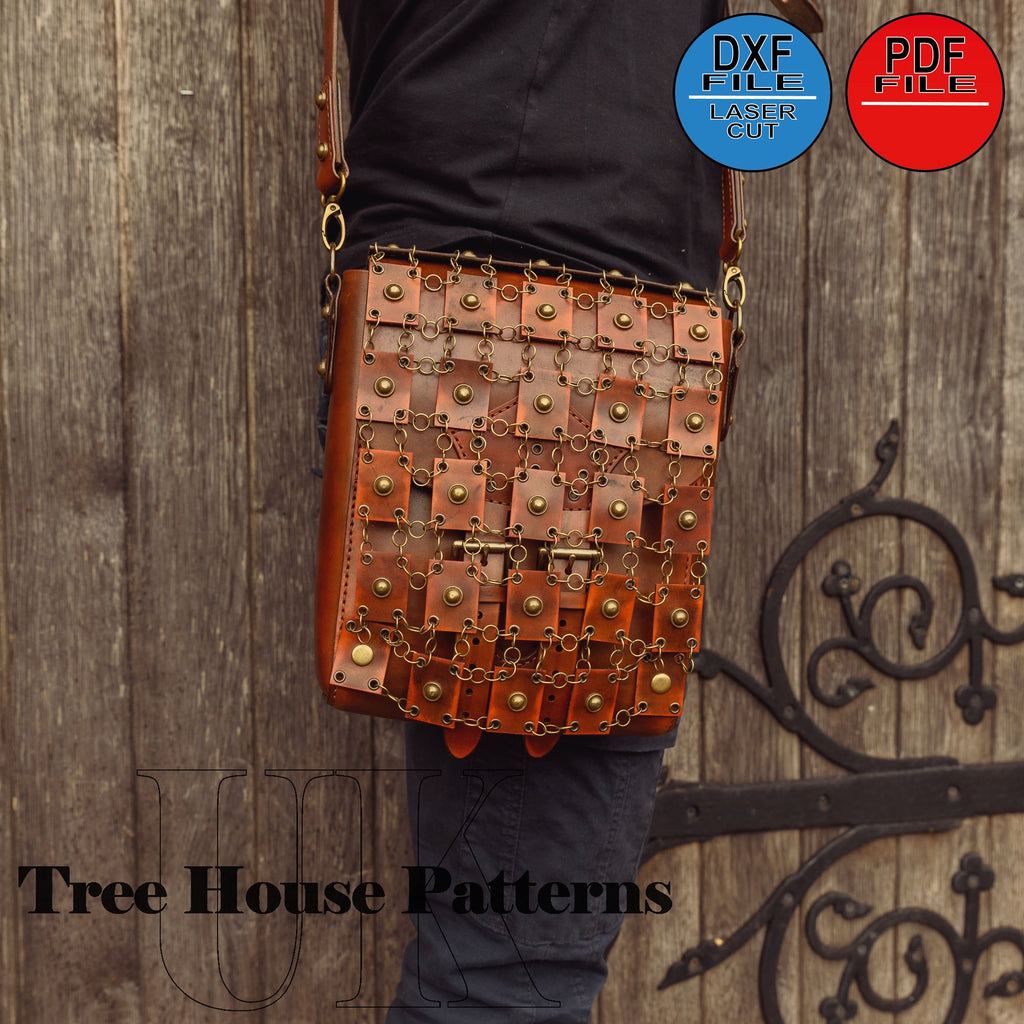 Leather pattern PDF, DXF for medieval style men's shoulder bag