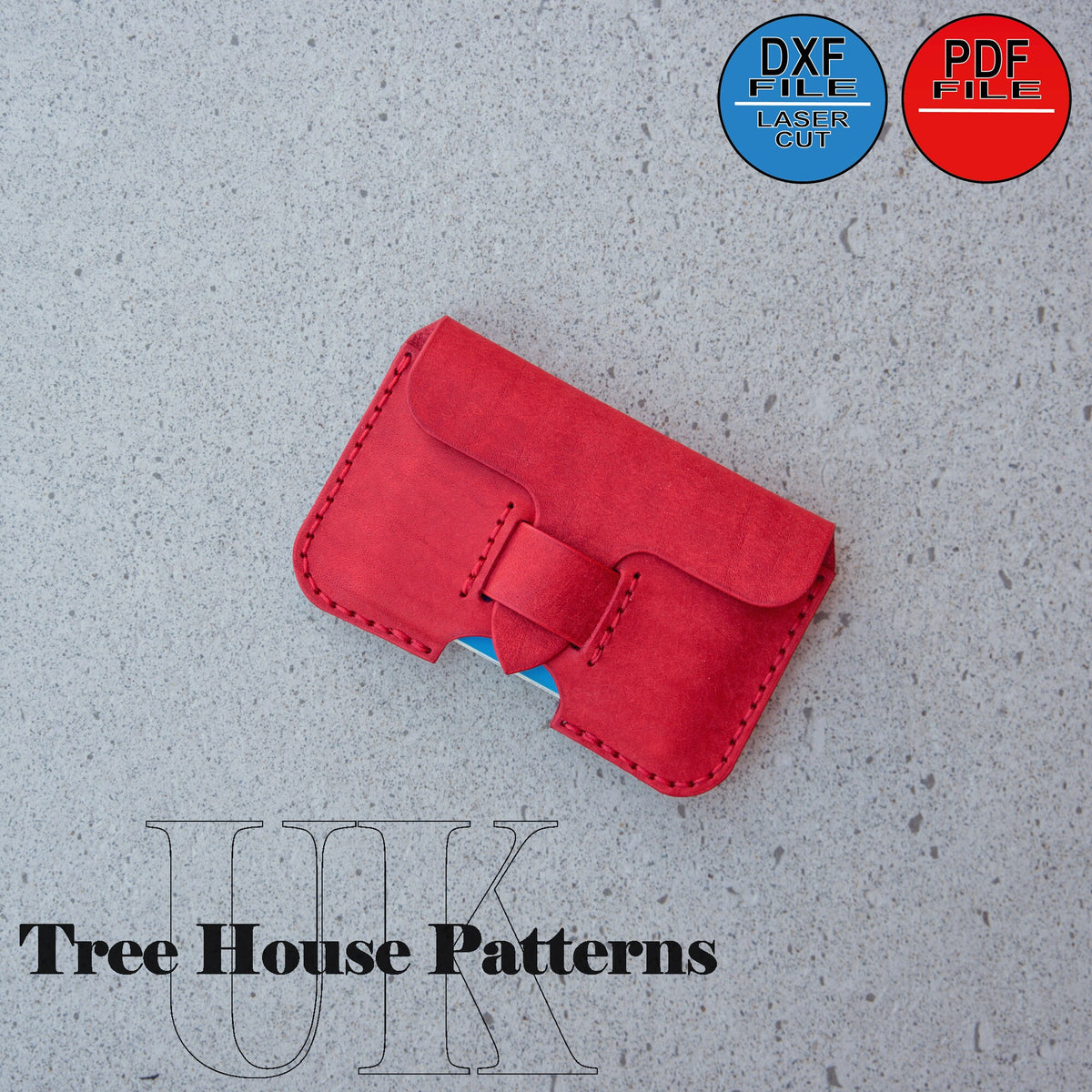 Leather pattern PDX, DXF for minimalist wallet, card holder template