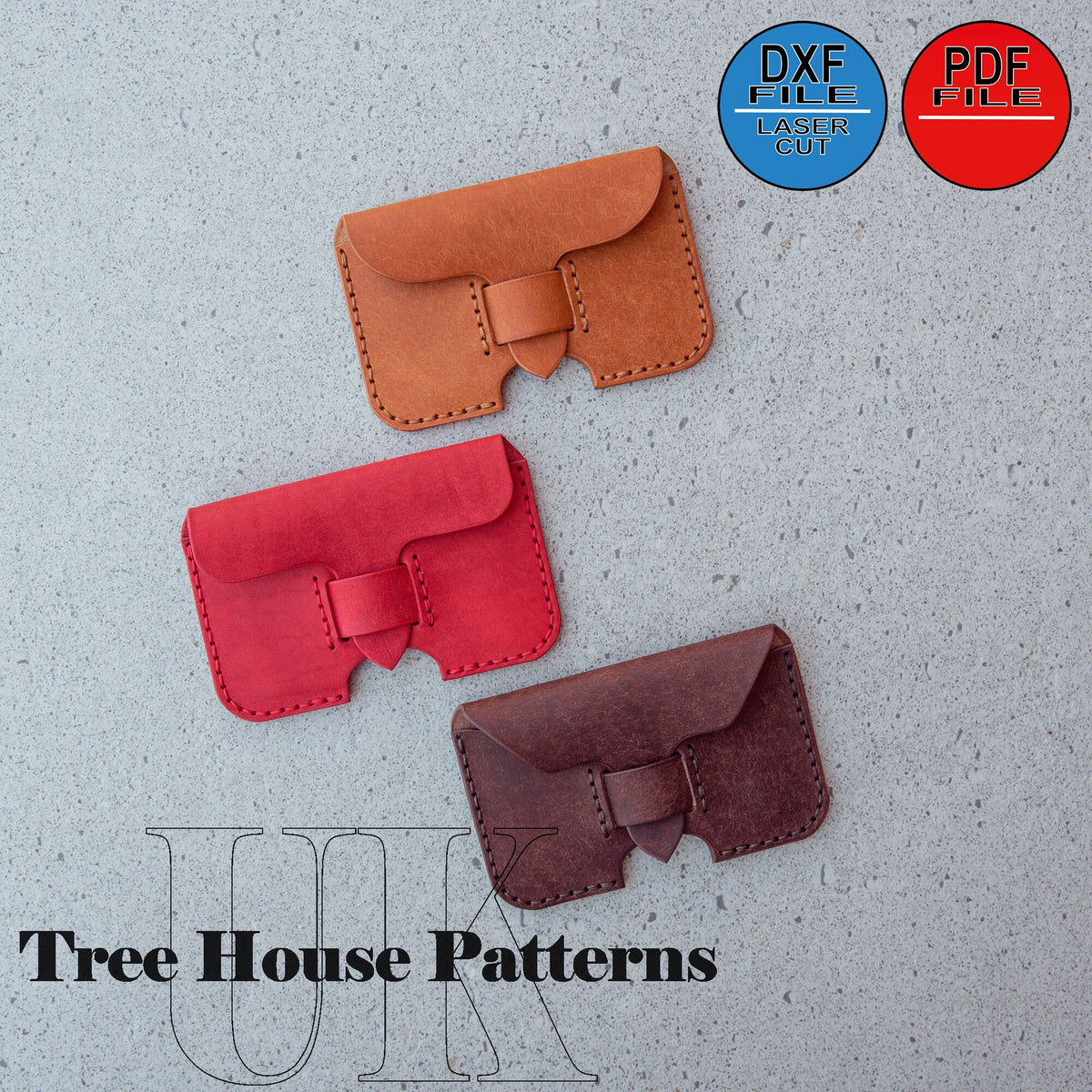 Leather pattern PDX, DXF for minimalist wallet, card holder template