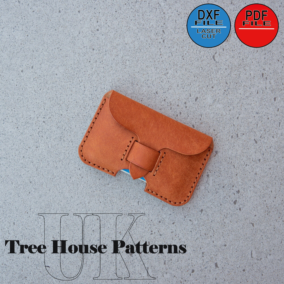 Leather pattern PDX, DXF for minimalist wallet, card holder template