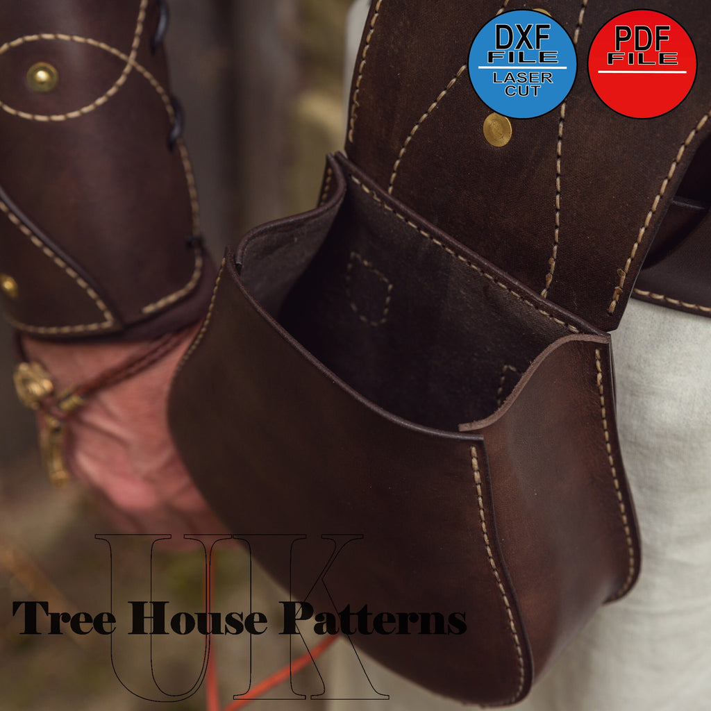 Leather pattern PDF, DXF for medieval belt bag (ONLY)