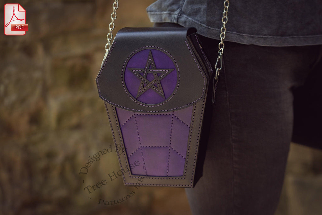 Coffin Bag Pattern PDF, Gothic Crossbody Bag Template