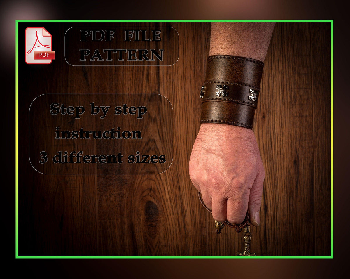 Wide Cuff Medieval Bracelet Leather Pattern (PDF)