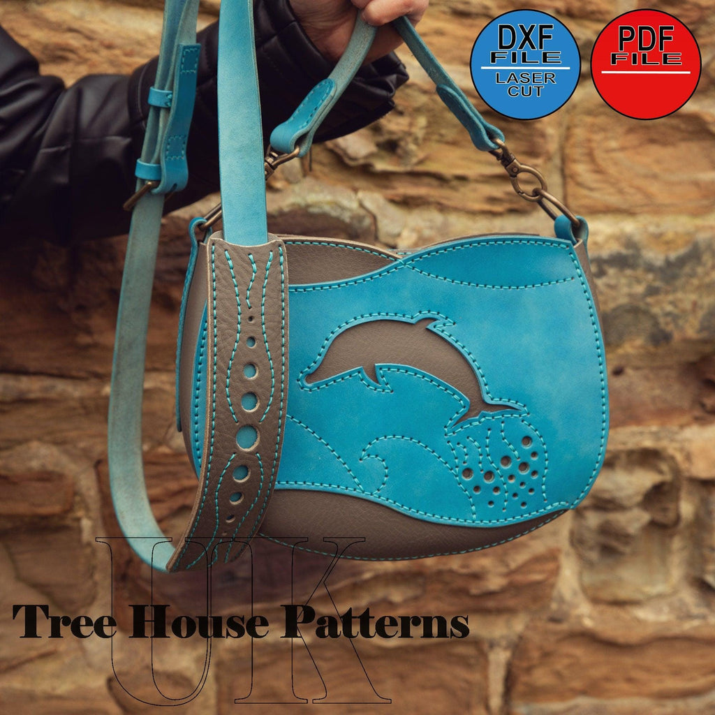Leather Shoulder Bag Pattern, Dolphin Crossbody PDF DXF SVG