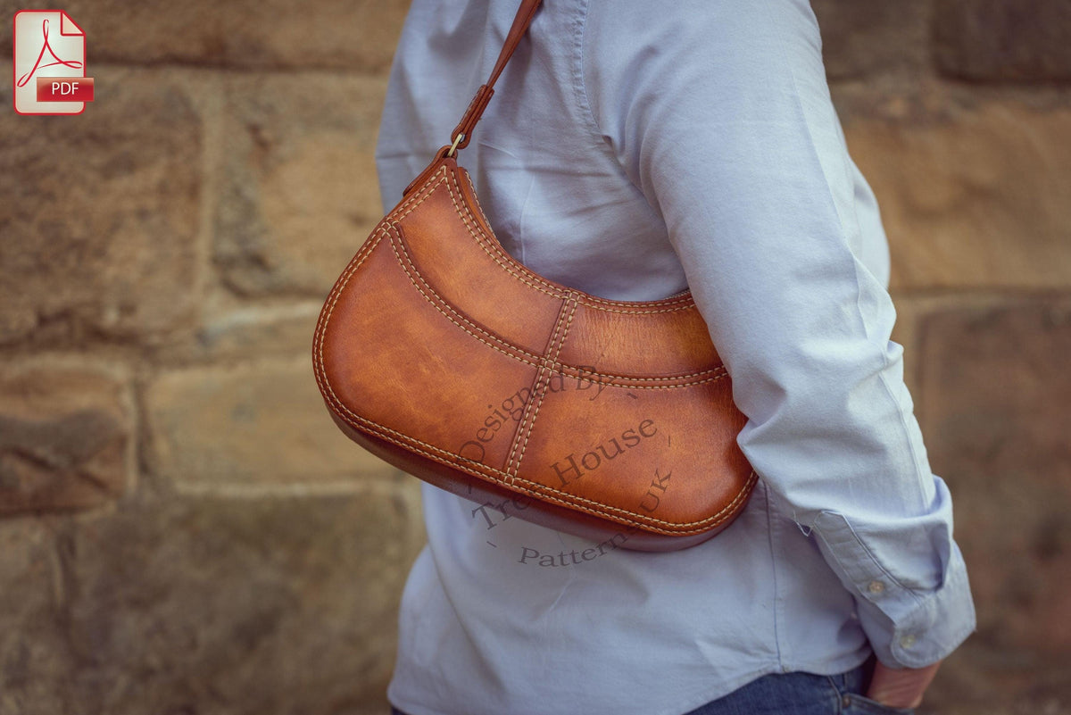 Leather Handbag Pattern PDF, Hobo Shoulder Bag Pattern, Crescent Bag Pattern, Leather Bag Pattern