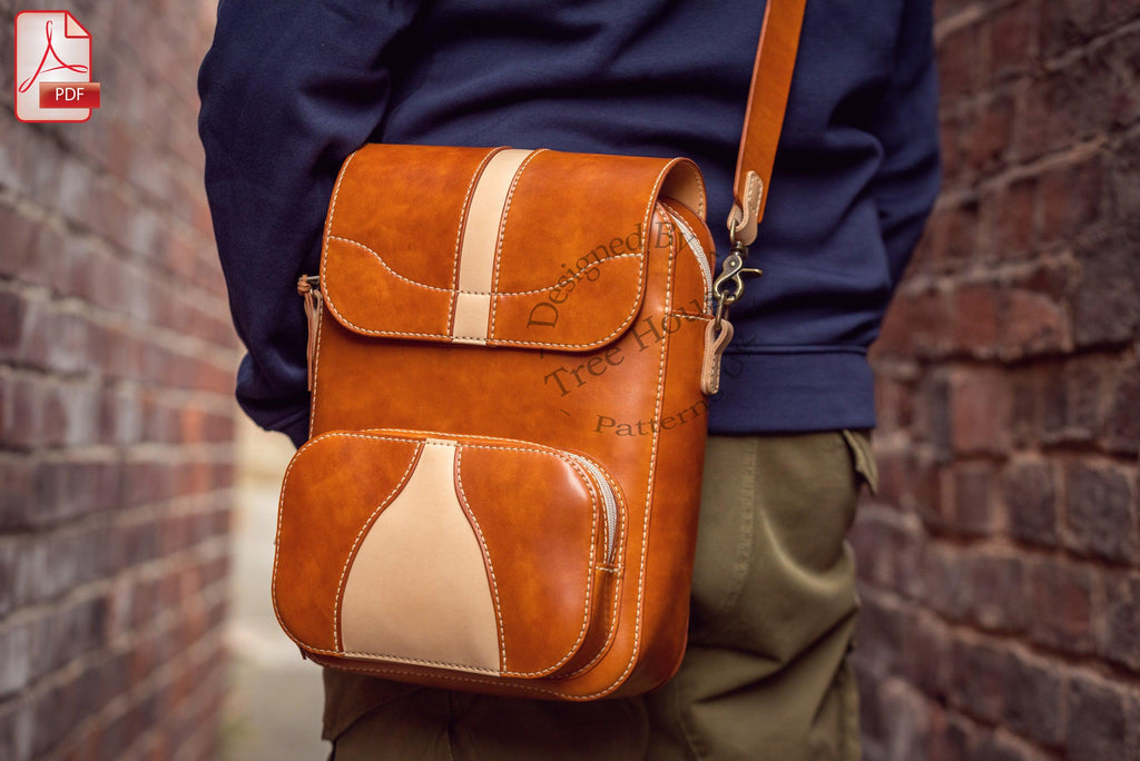 Large Shoulder Bag Leather Pattern PDF – Men Crossbody DIY Template