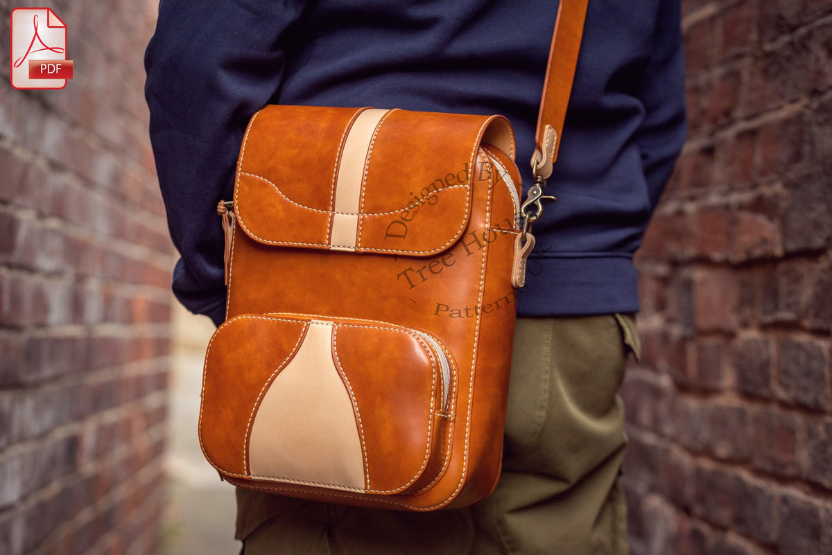 Large Shoulder Bag Leather Pattern PDF – Men Crossbody DIY Template