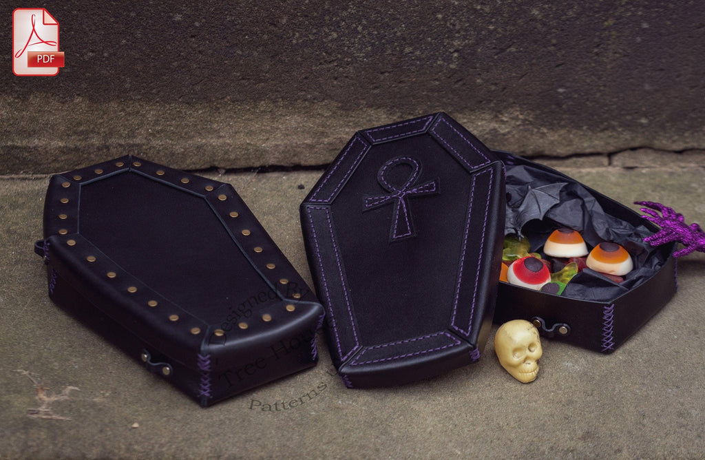 Candy coffin leather pattern PDF - Halloween Goth box digital template