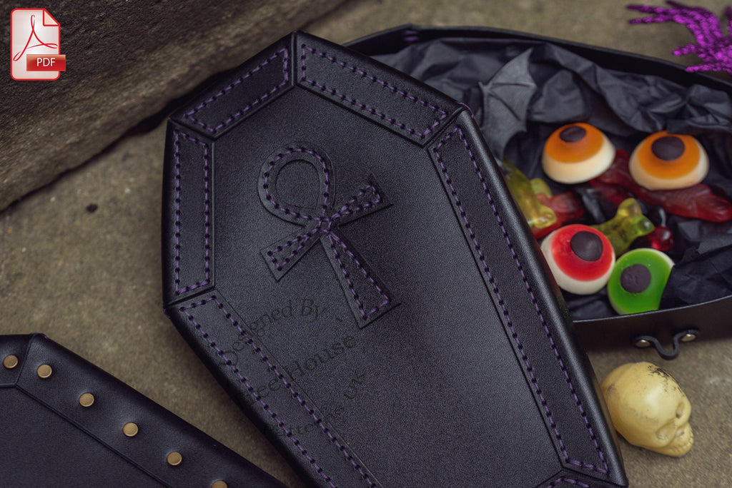 Candy coffin leather pattern PDF - Halloween Goth box digital template