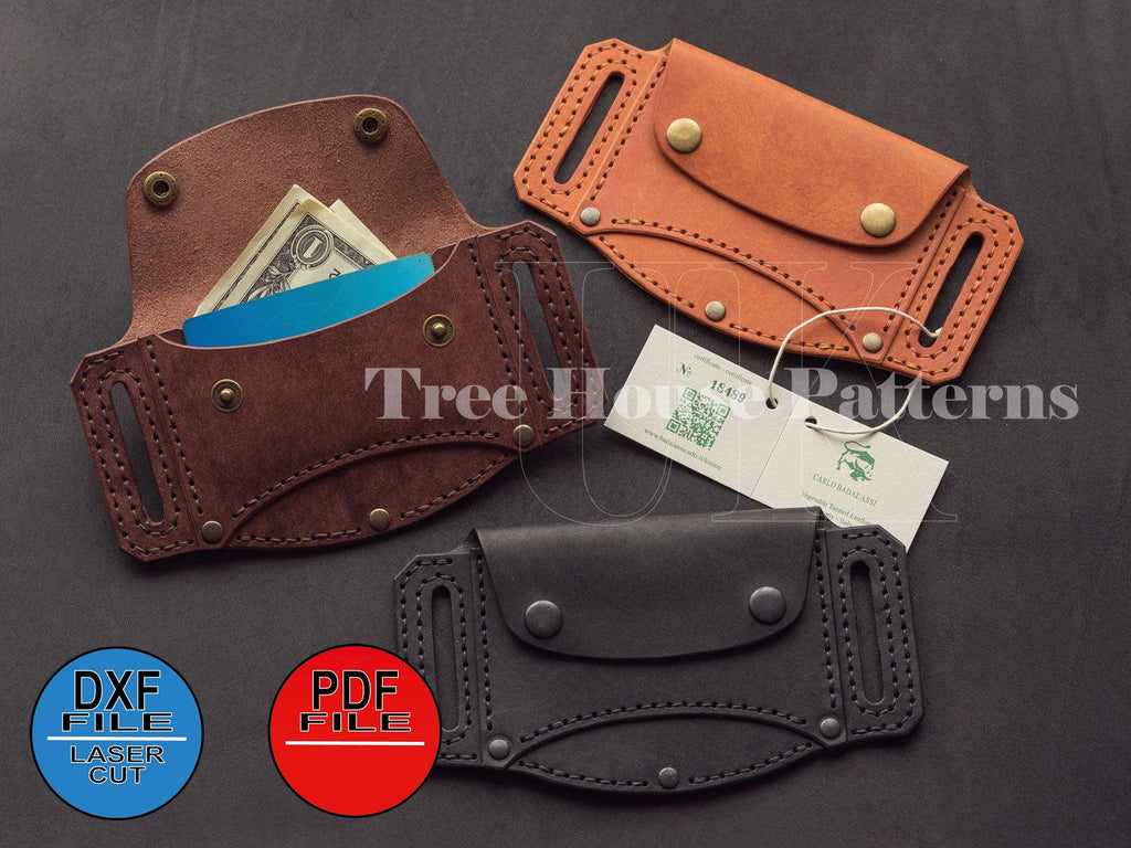 Leather Belt Wallet Pattern: Card Holder Template (DXF & PDF)