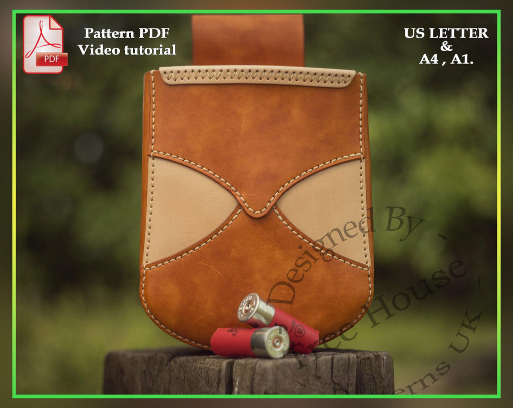 Cartridge Pouch Leather Pattern PDF, DXF & SVG Files