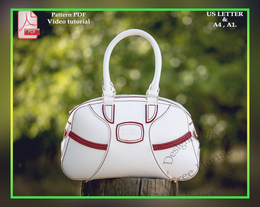 Handbag Pattern PDF, Leather Bag Template, DIY Sewing Pattern Bag