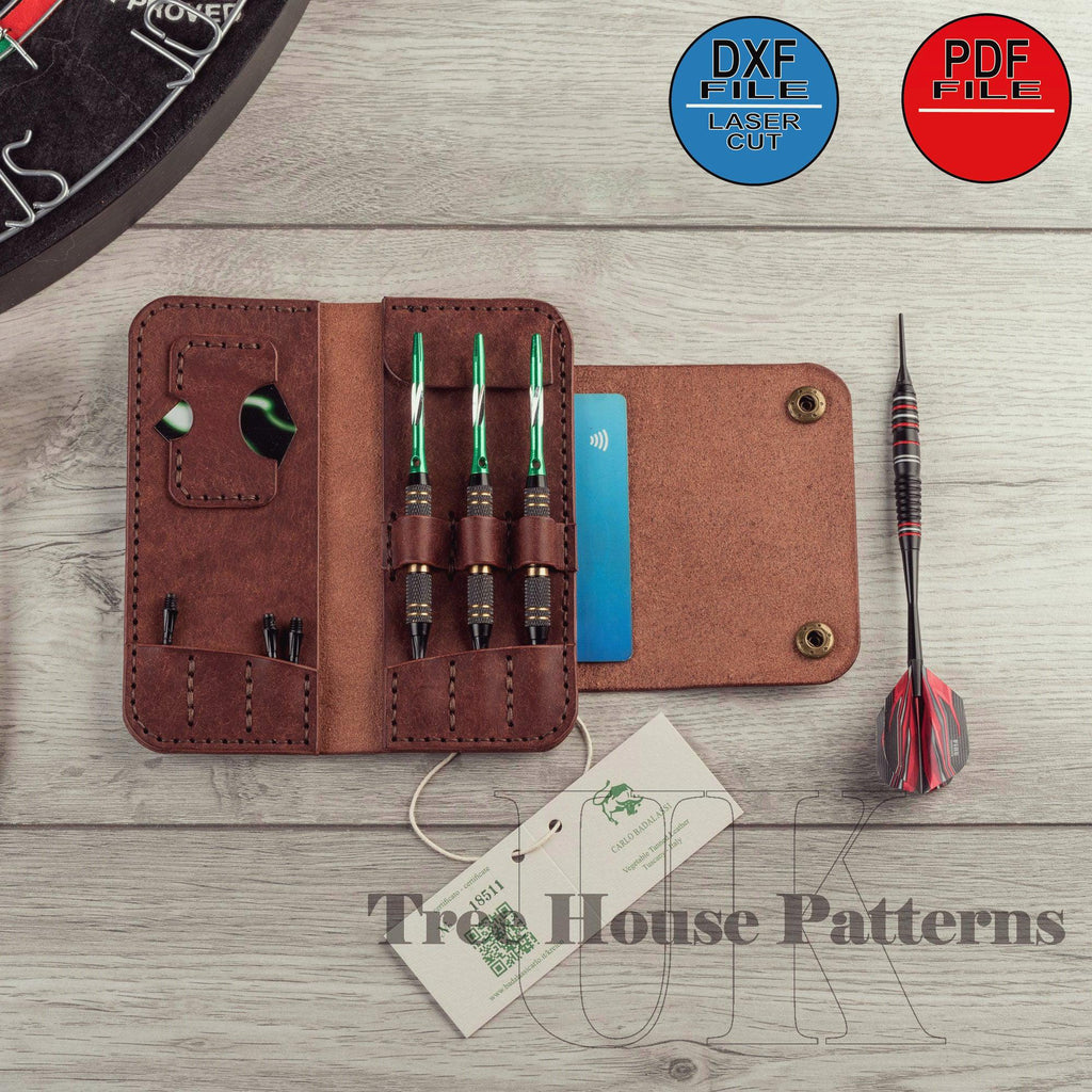 Leather Dart Case Pattern: Wallet Template (PDF, DXF)