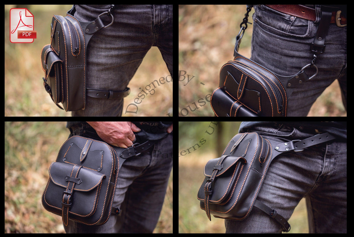 Leather Biker Bag PDF Pattern - Hip Bag Digital Template