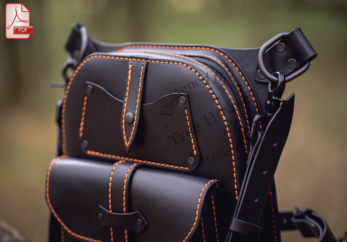Leather Biker Bag PDF Pattern - Hip Bag Digital Template